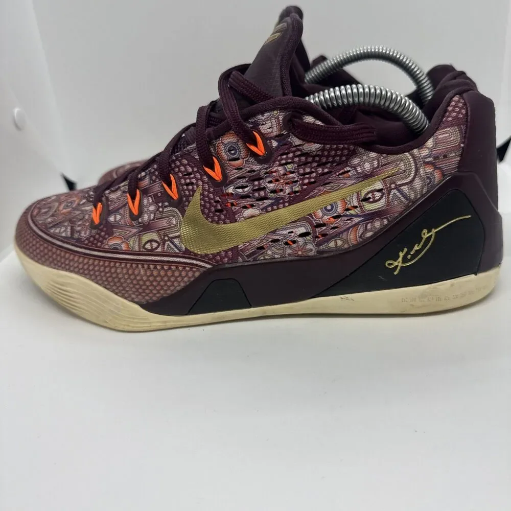 Nike Kobe 9 IX EM Low Silk Merlot Gold Size 8.5 Sneakers 646701-676